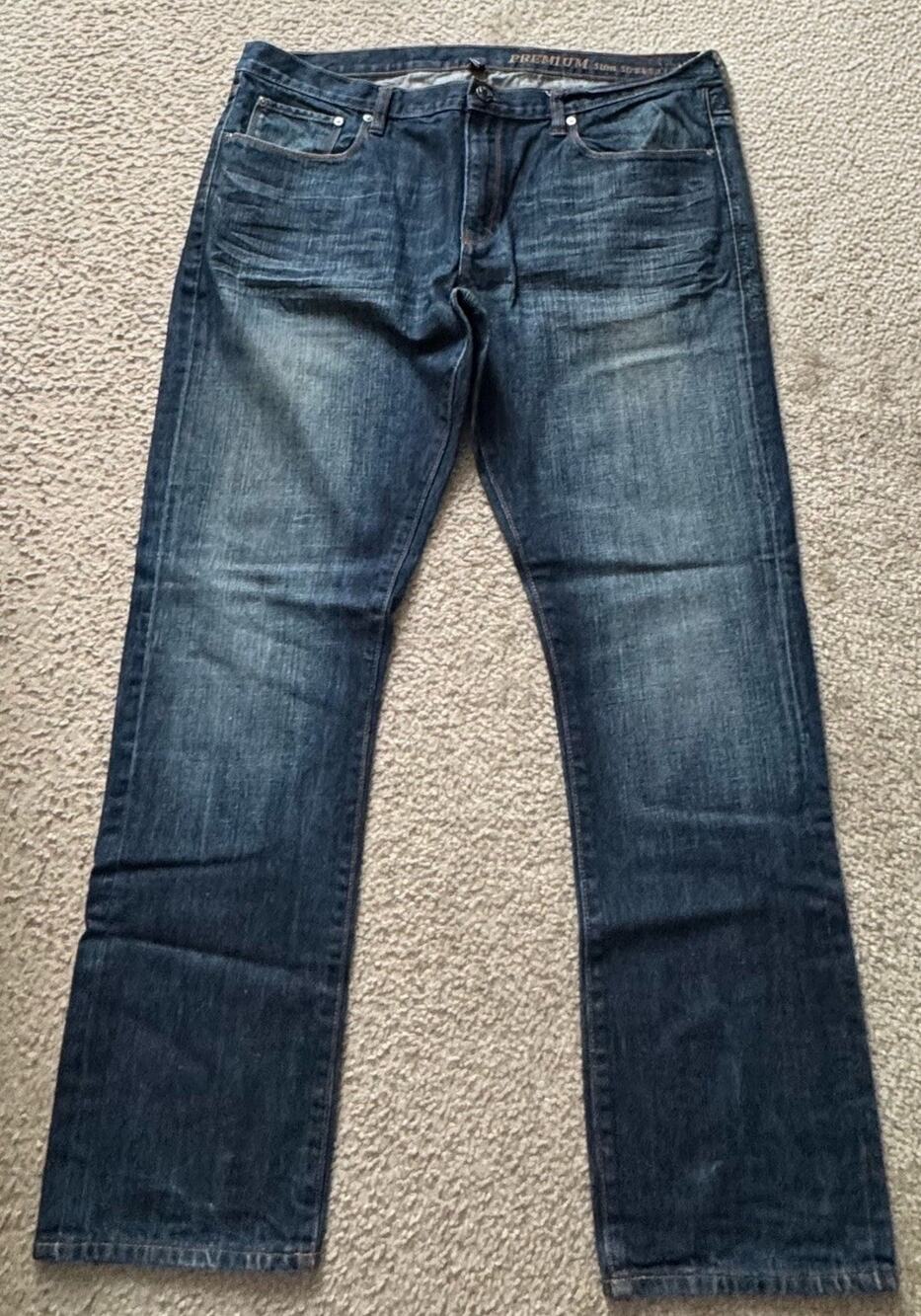 Gap Premium Slim Straight Jeans Mens 40x30 Dark Wash 100% Cotton Denim